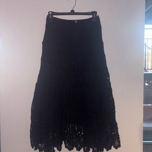 Raviya Black A-Line Lace Skirt